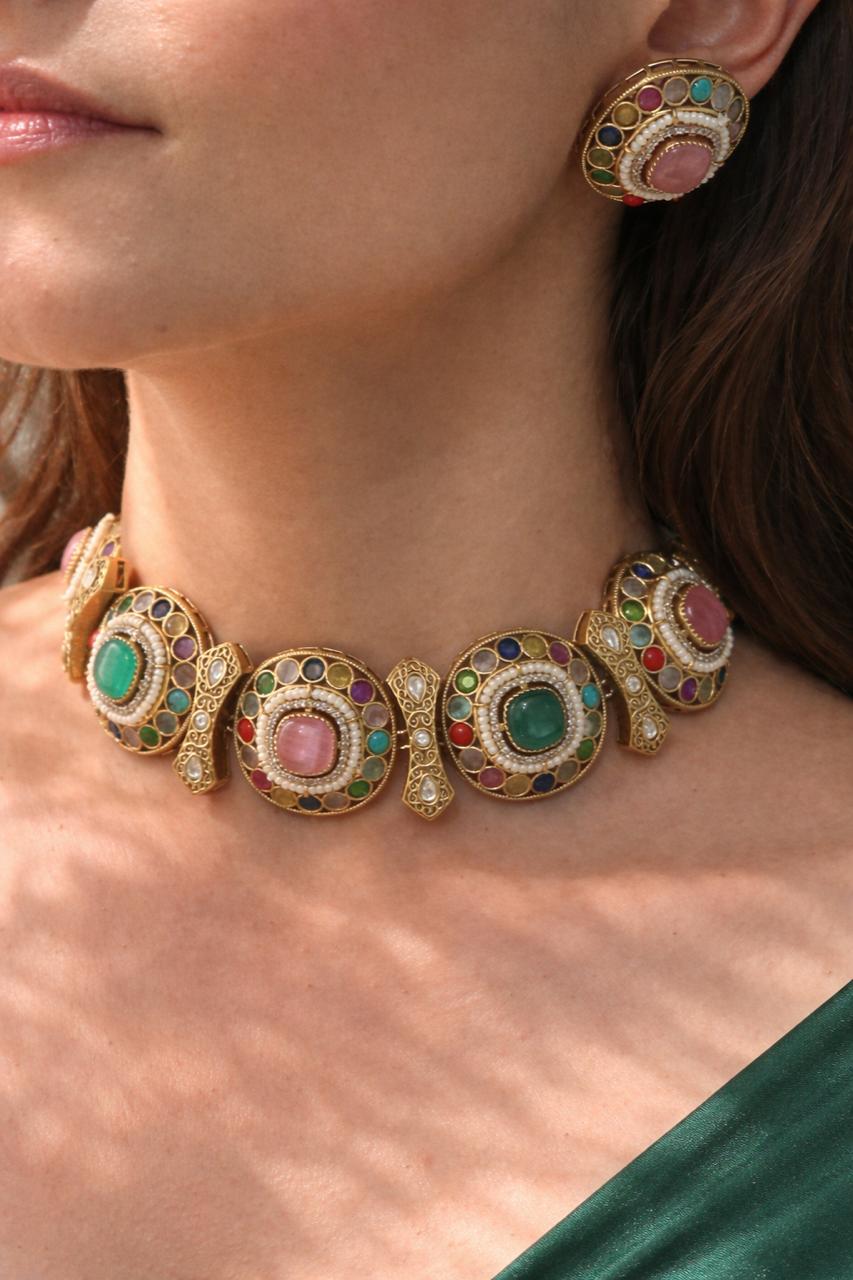 Multicolor fusion Choker Set