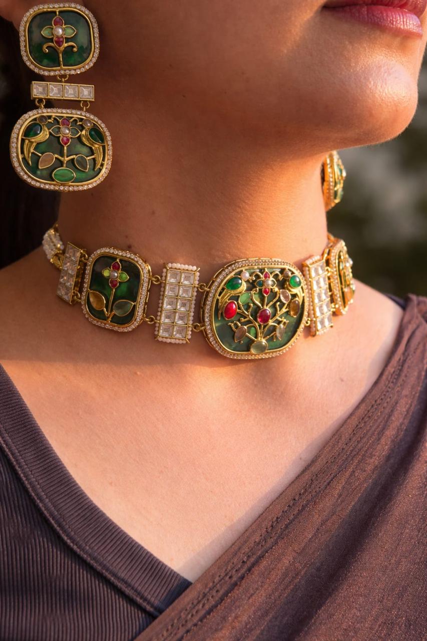 Emerald green Choker Set