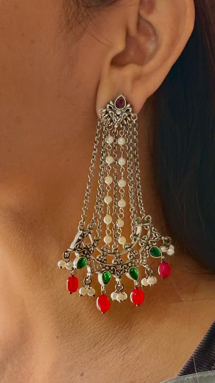 Afghani tribal chandbali earrings