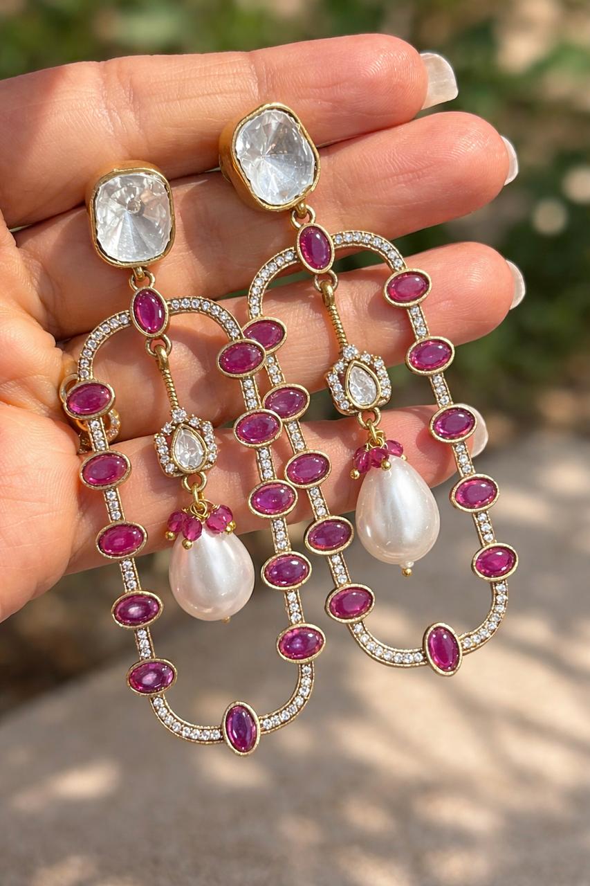 Ruby Pearl Statement Earrings
