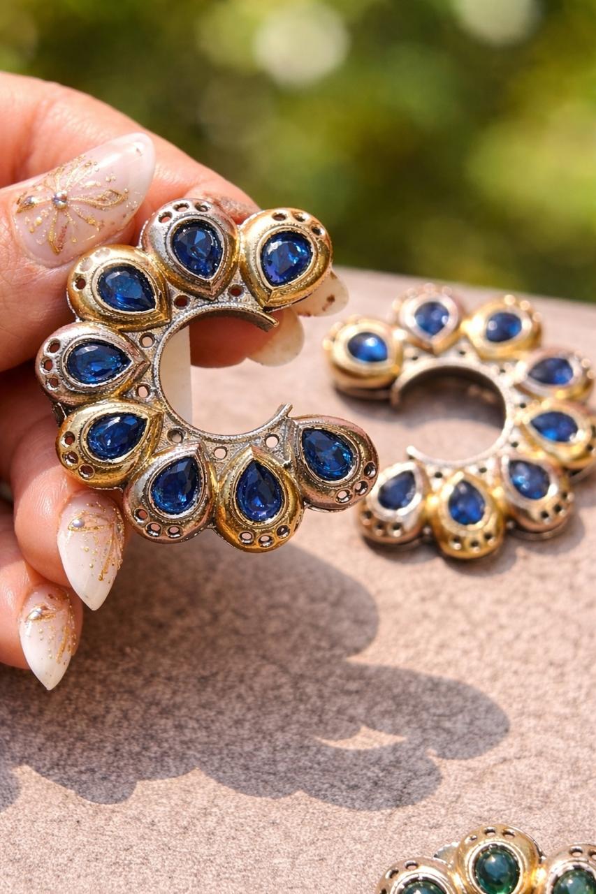 Blue Teardrop Statement Studs