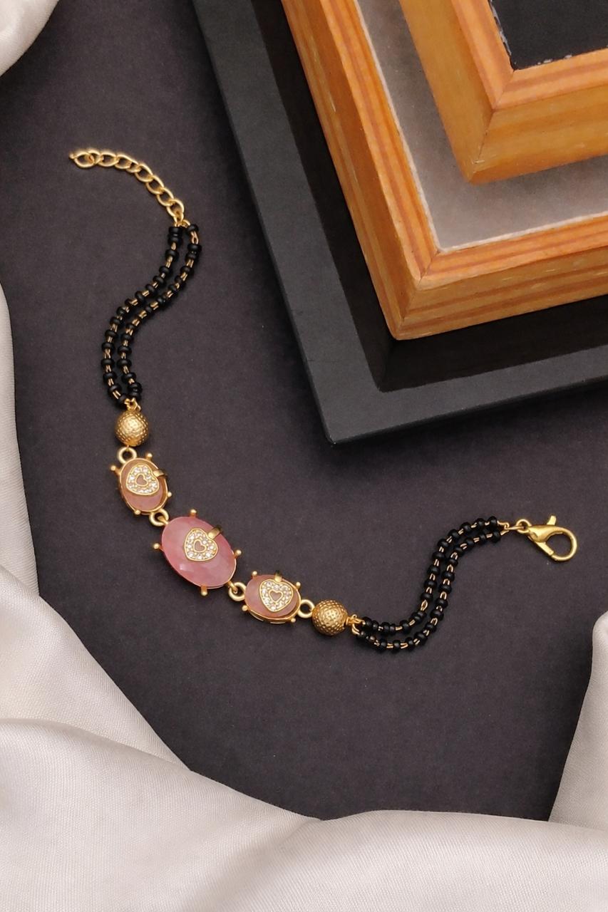 Pink Heart Mangalsutra Bracelet