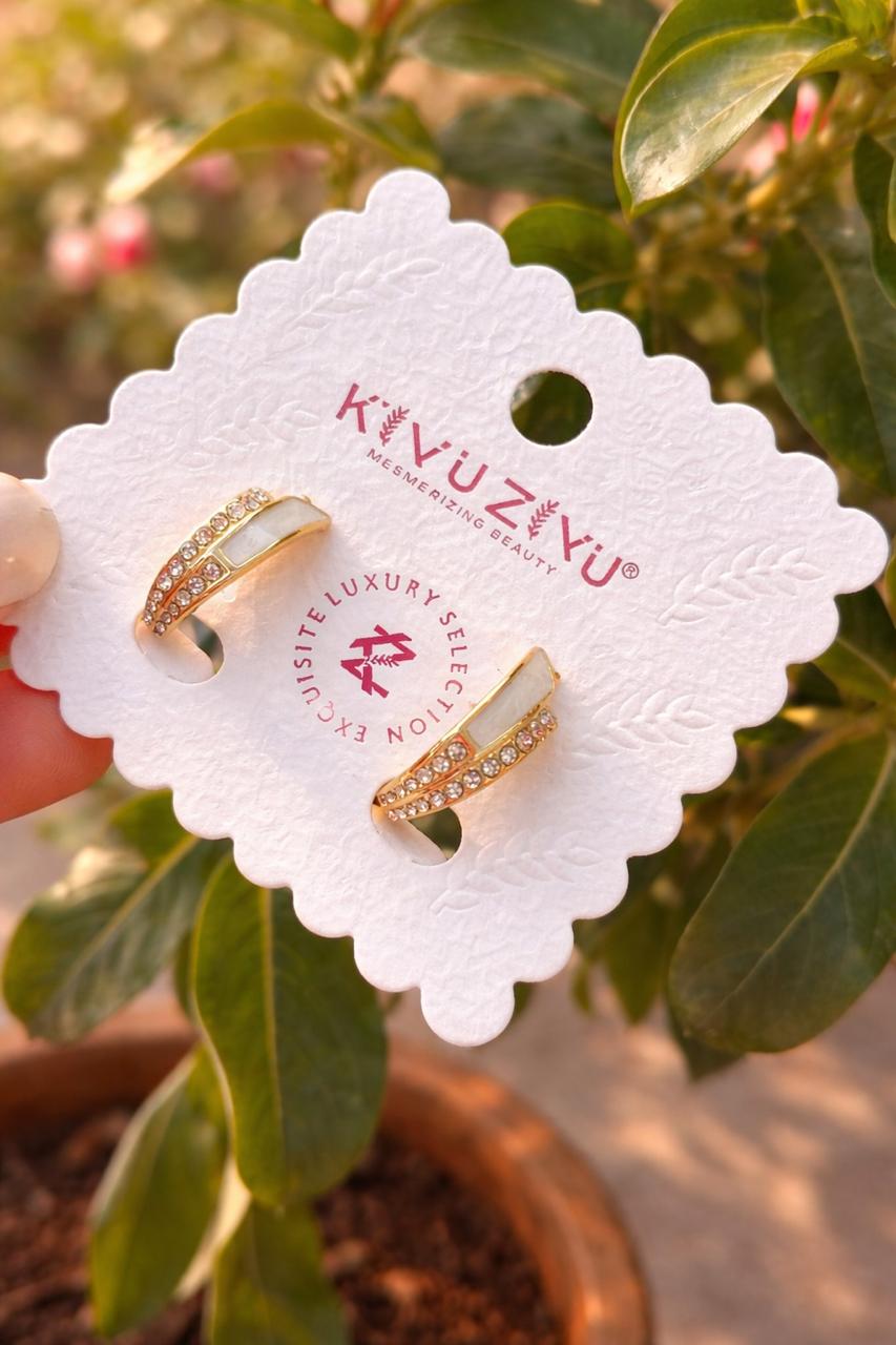 Pearl Glow Crystal Hoops