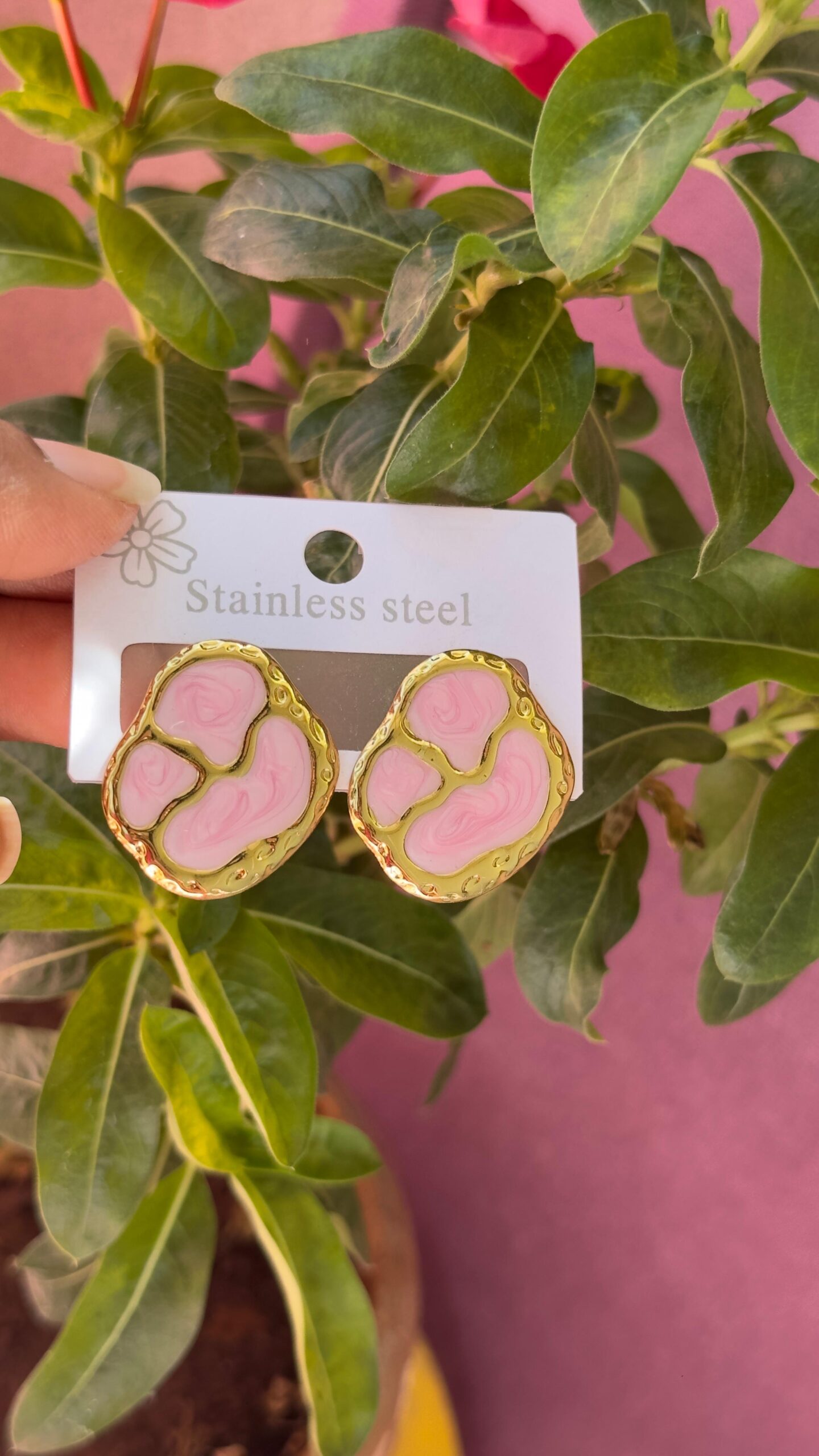 Blush Elegance Pink Marble Earrings