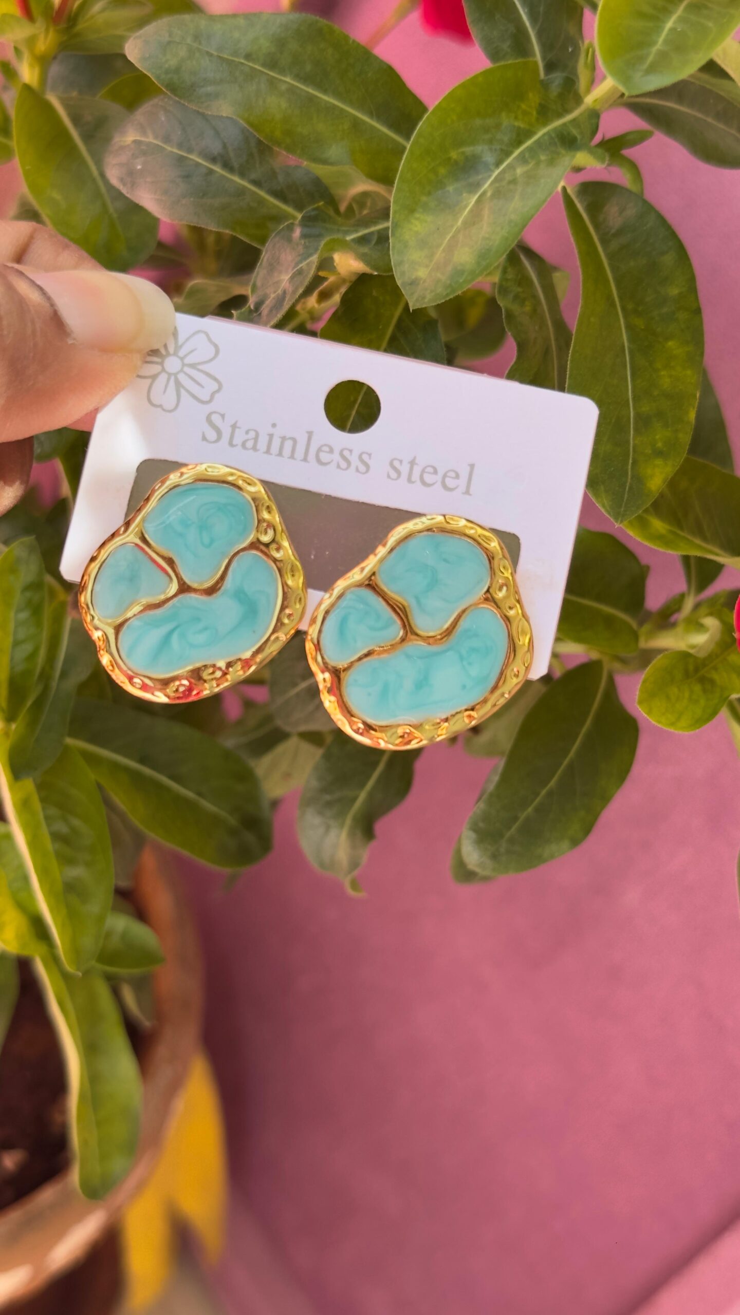 Elegance sky blue Marble Earrings