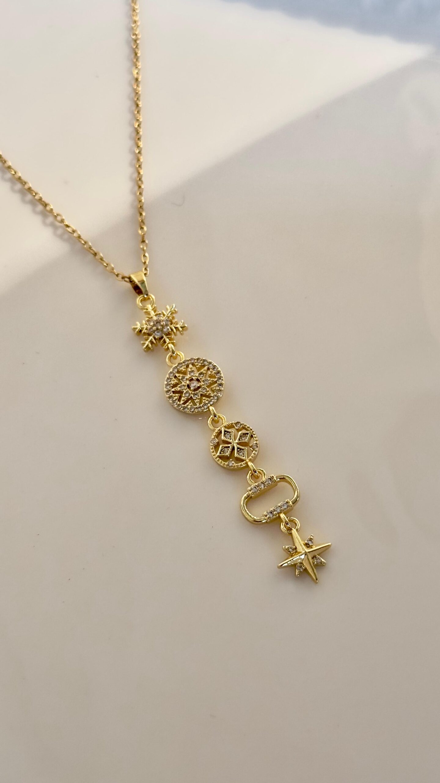 Celestial Charm Gold Pendant Necklace