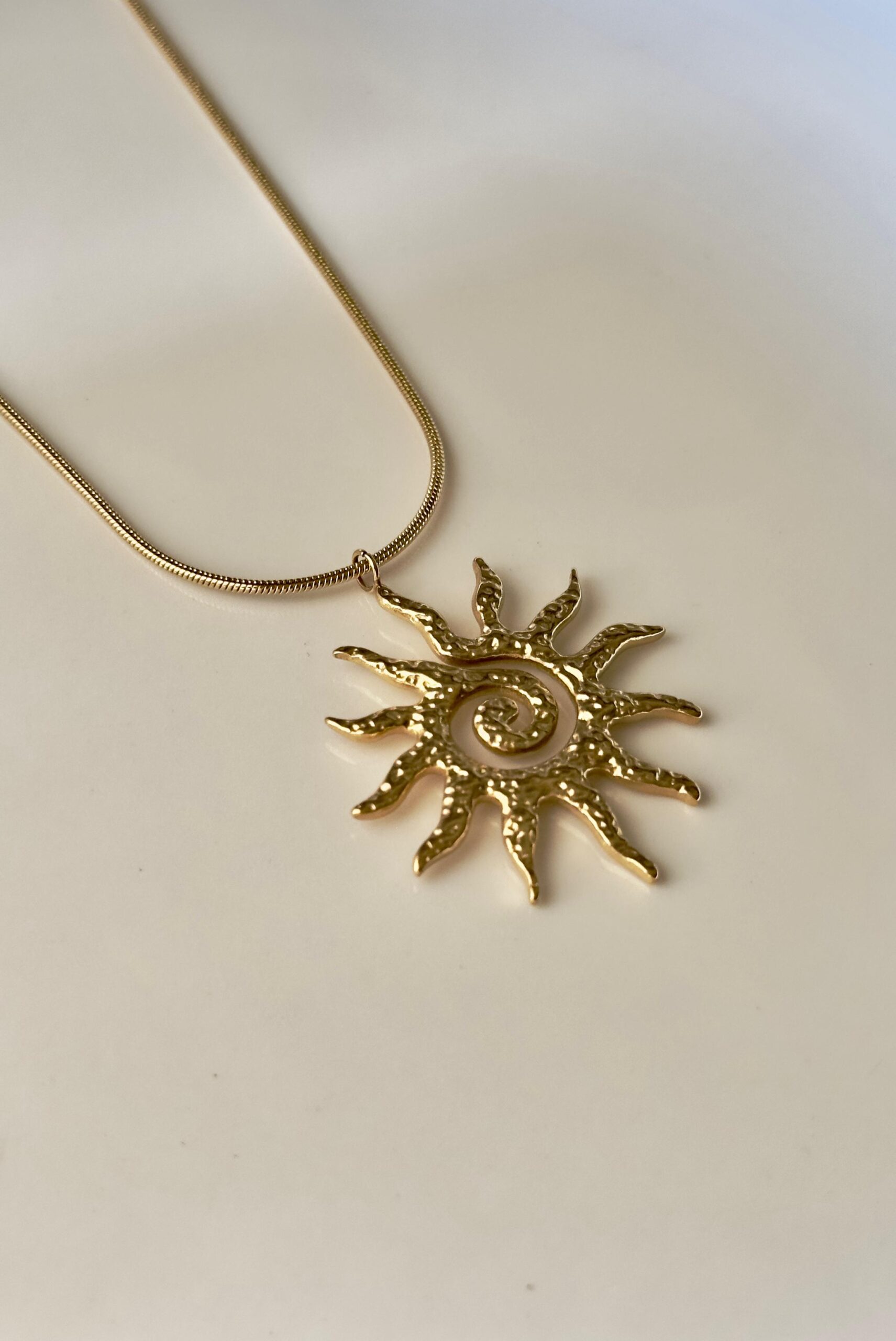 Golden Solar Spiral Chain Pendant