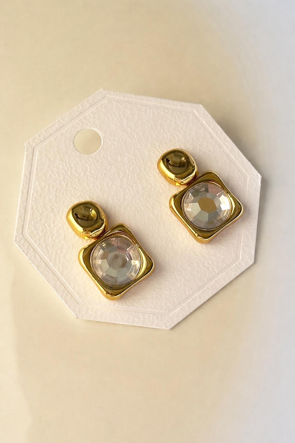 Crystal Square Drop Earrings