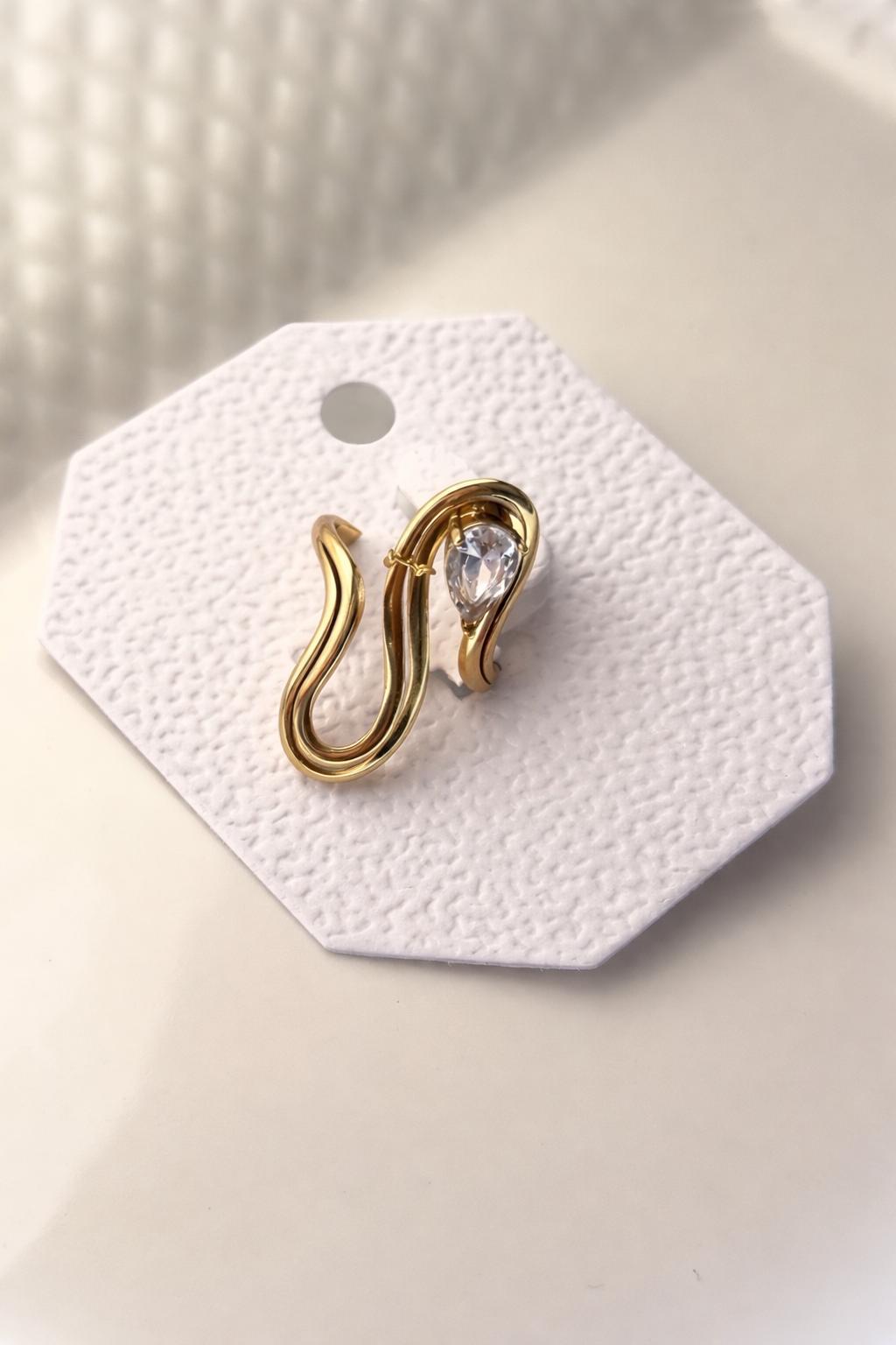 Golden Serpentine Crystal Ring