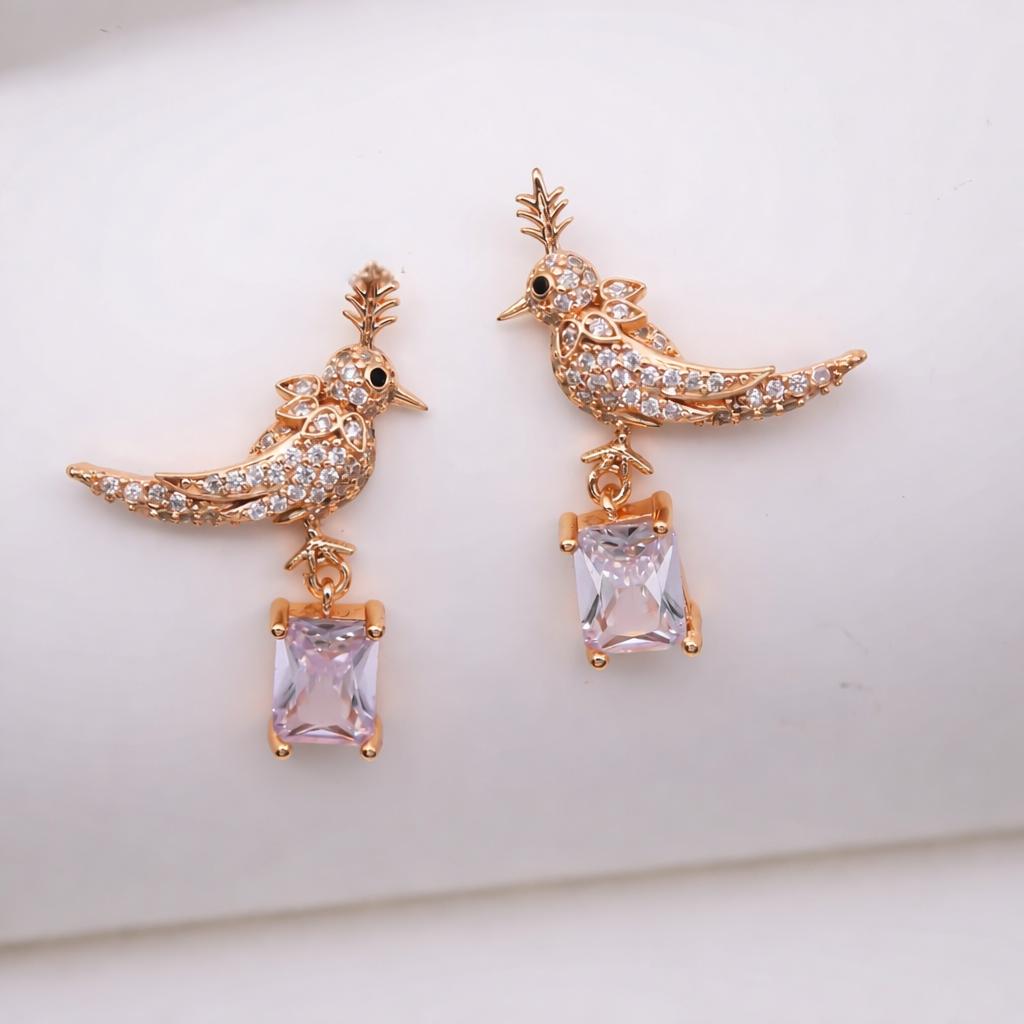 Rose gold bird Earrings