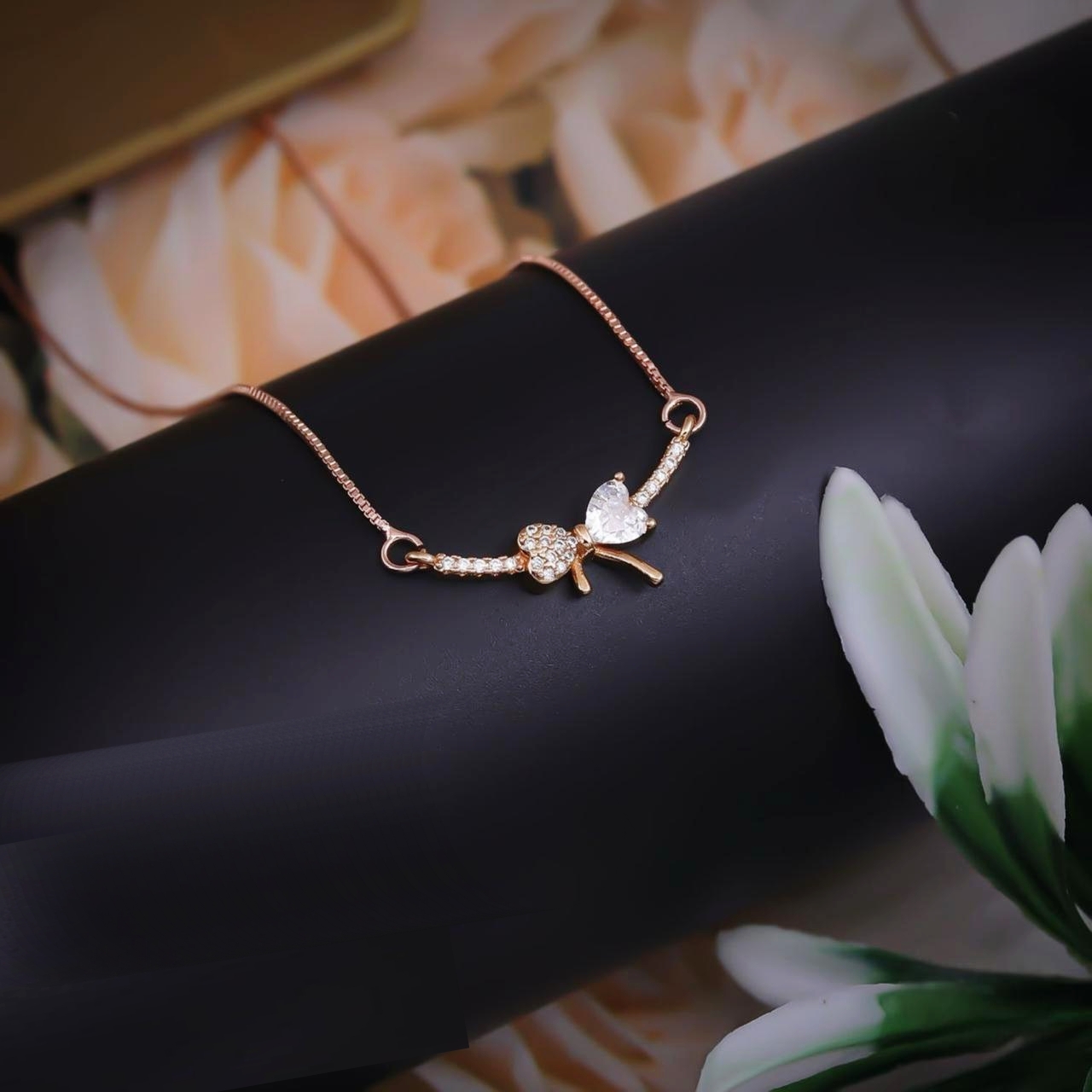 CZ rose gold chain pendant