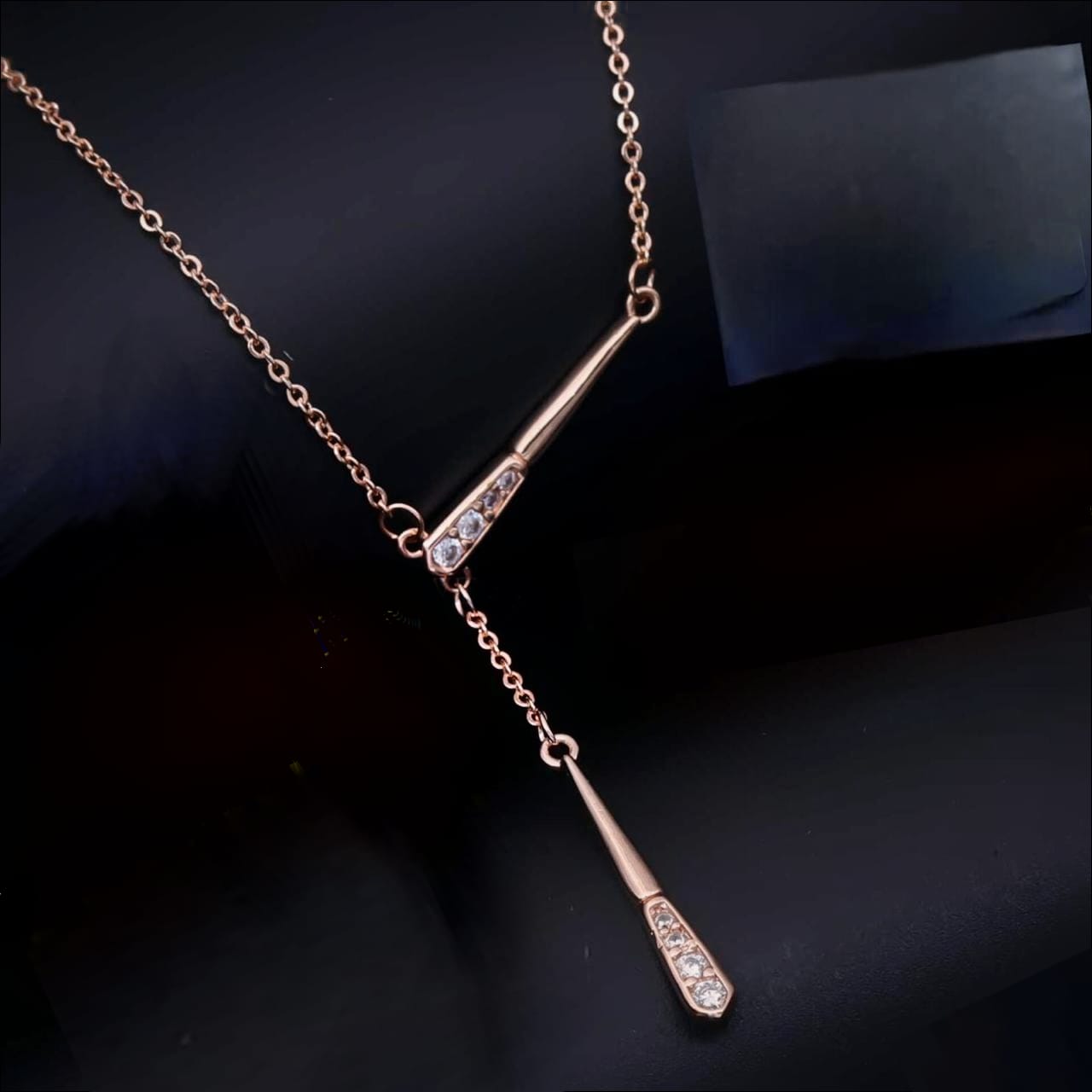 CZ rose gold chain pendant