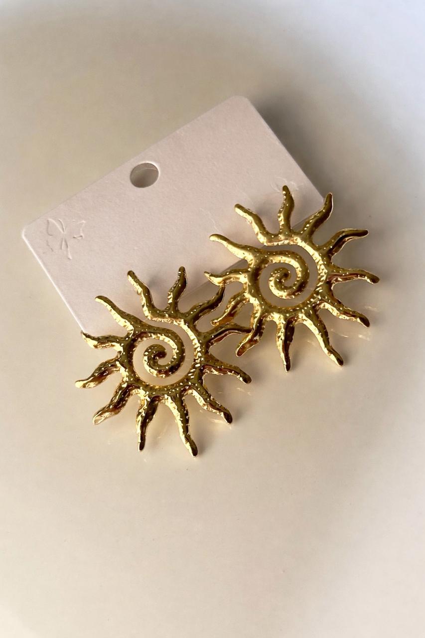 Golden Solar Spiral Earrings