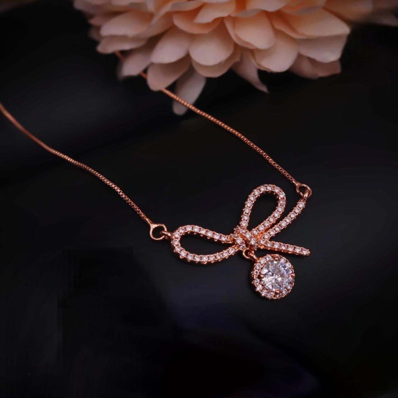 CZ rose gold chain pendant