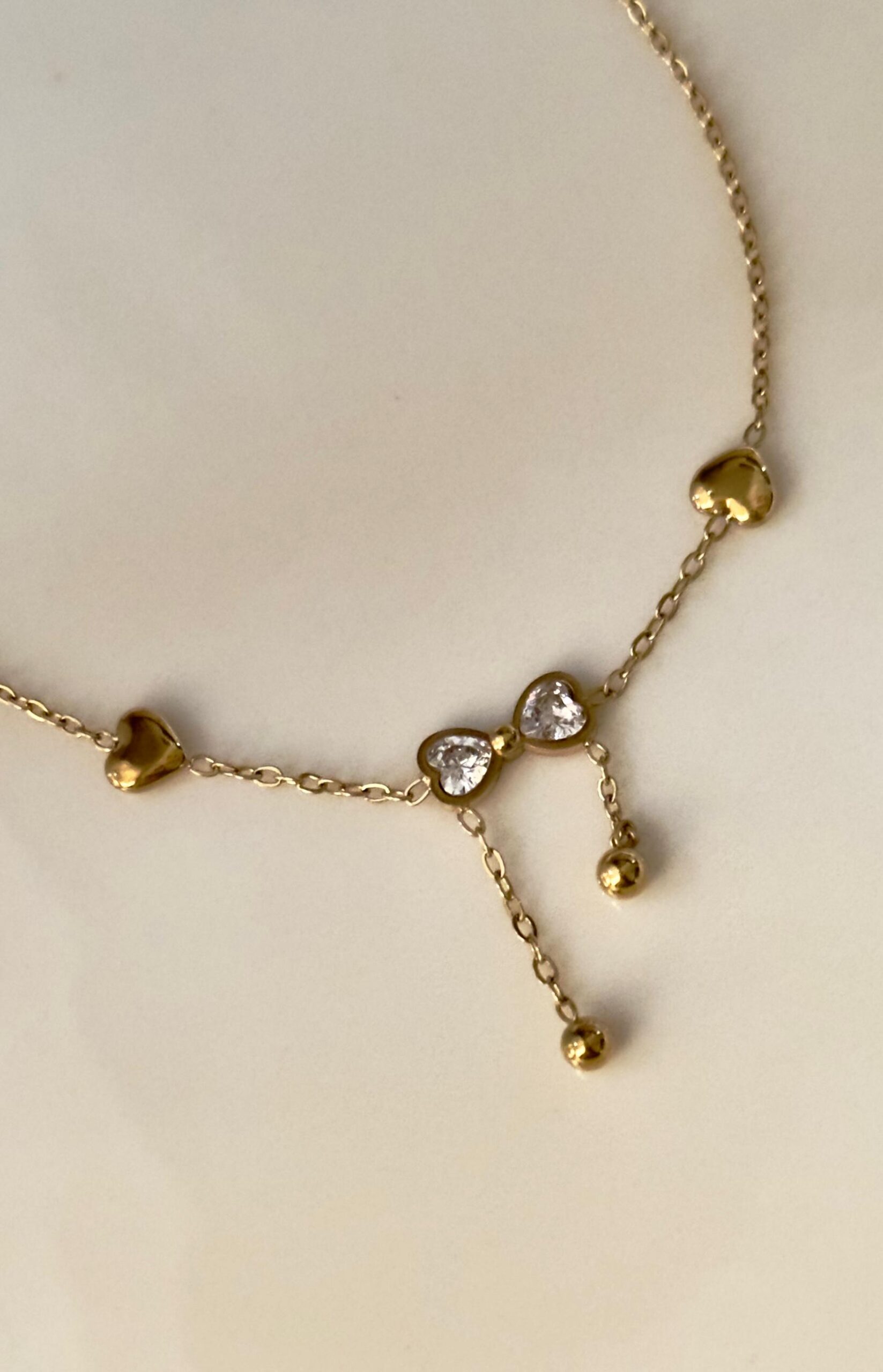 Gold Heart Crystal Dangle Bracelet