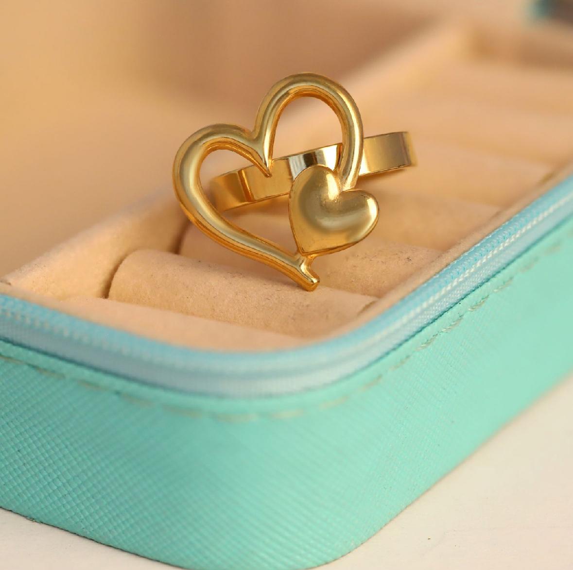 Double Heart Gold Ring