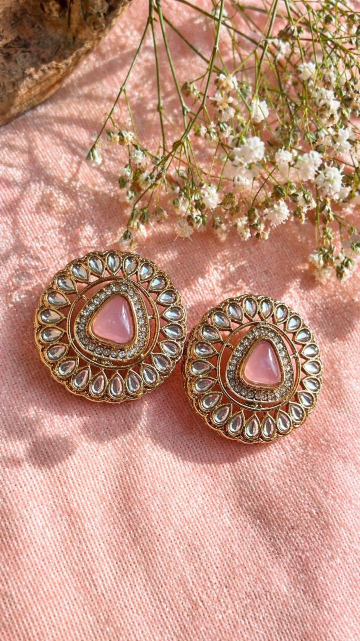 Blush Pink Glow Kundan Studs