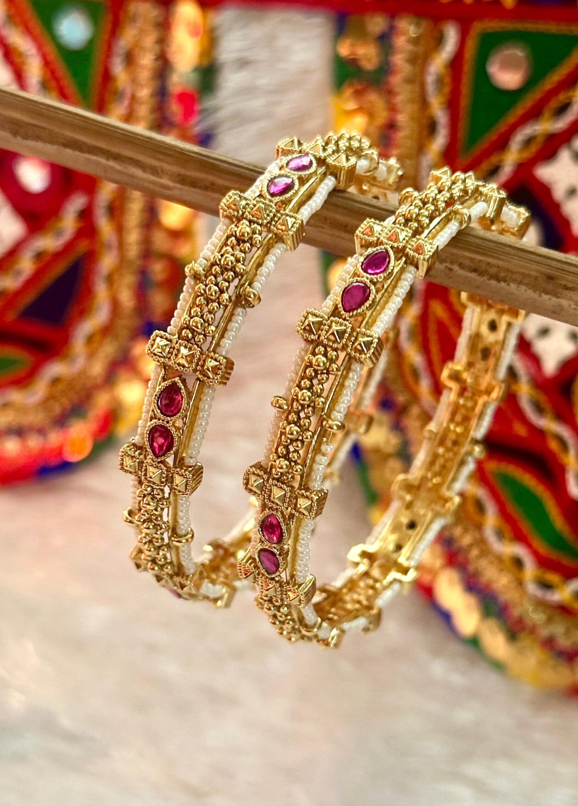 Ruby Bloom Gold Bangle