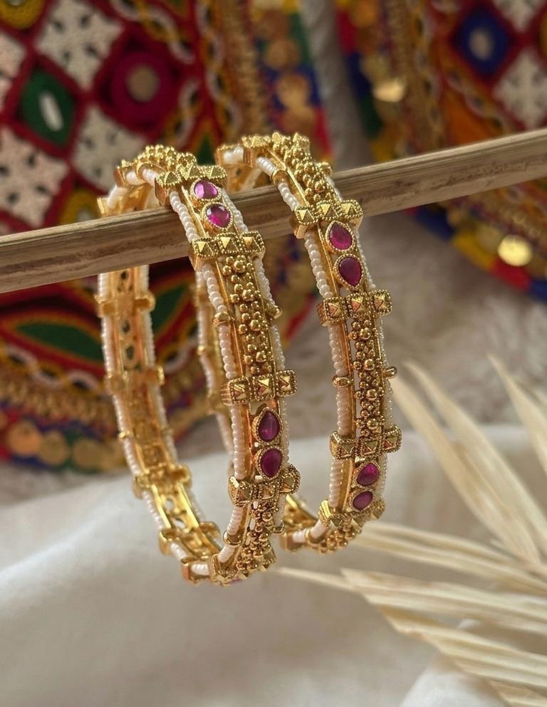 Ruby Bloom Gold Bangle - Image 3