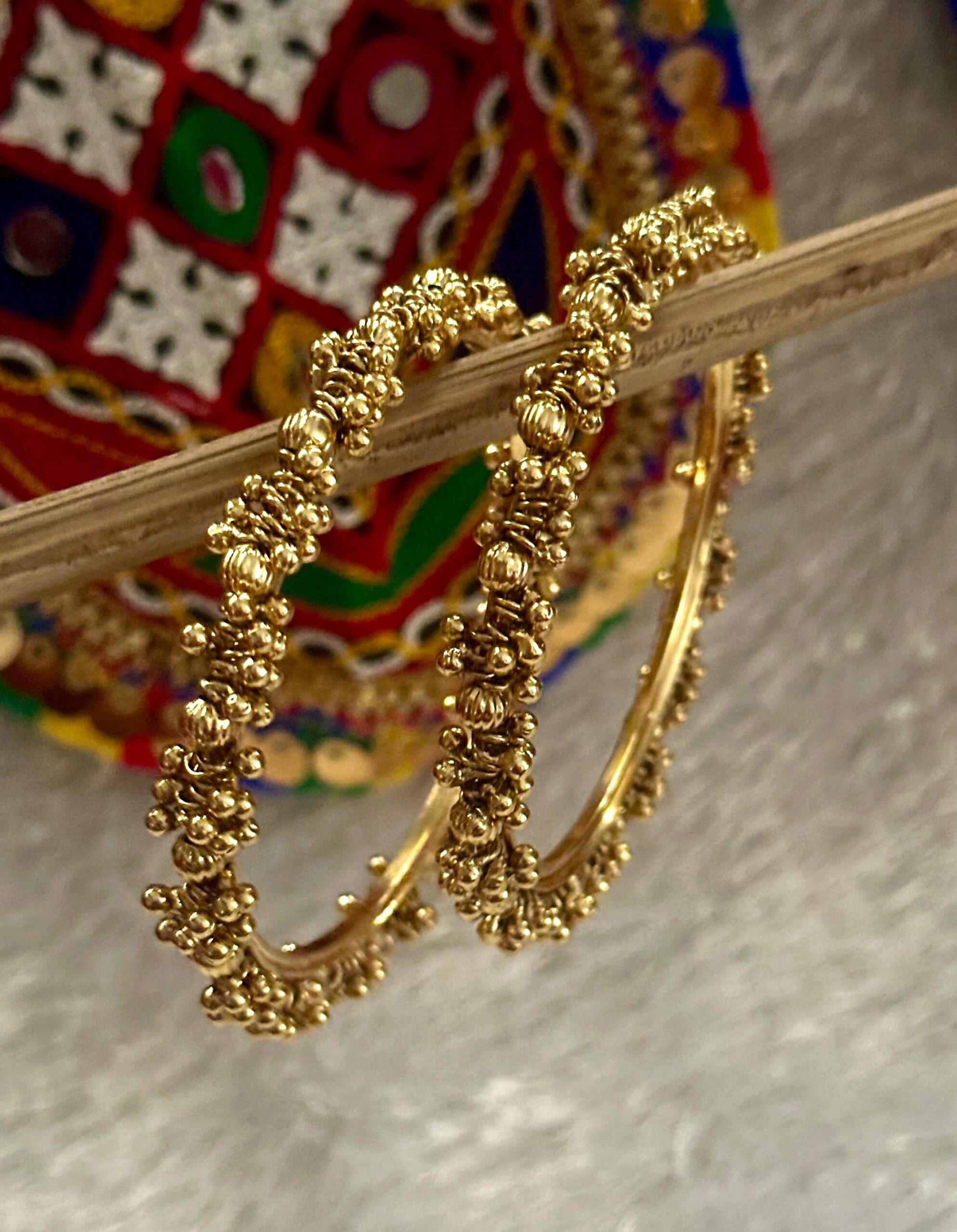 Gold Bead-Detail Bangles - Image 2