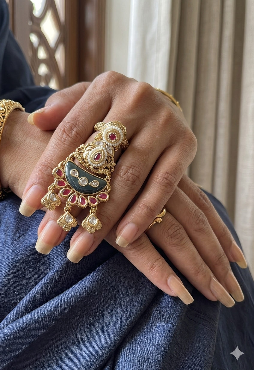Traditional Jadau/Kundan Statement Ring