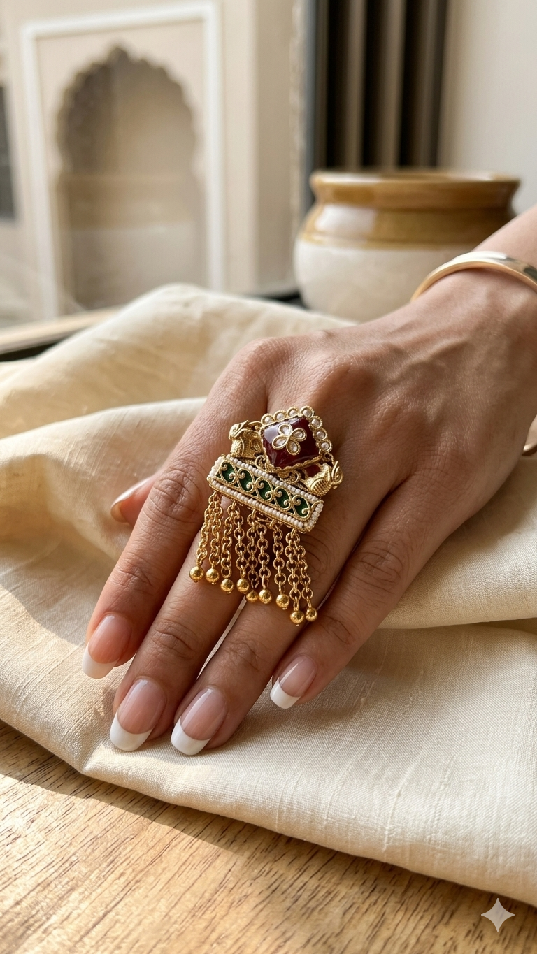 Traditional Jhumka-Style Statement Ring