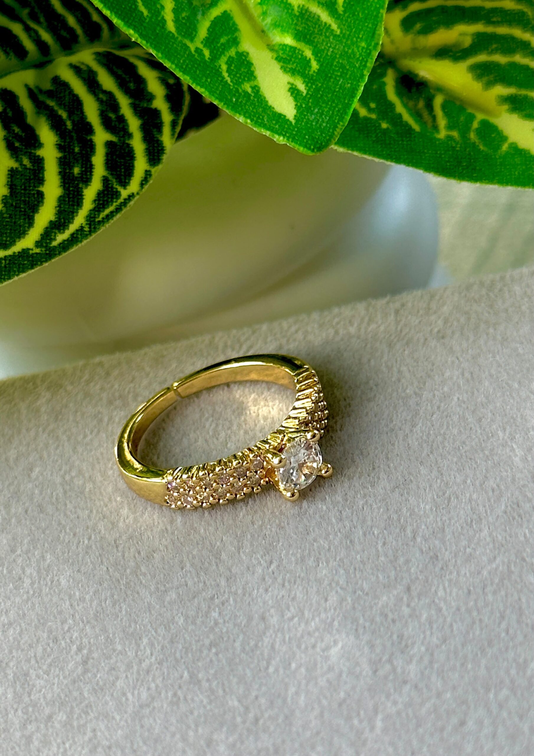 Solitaire Accent Adjustable Ring