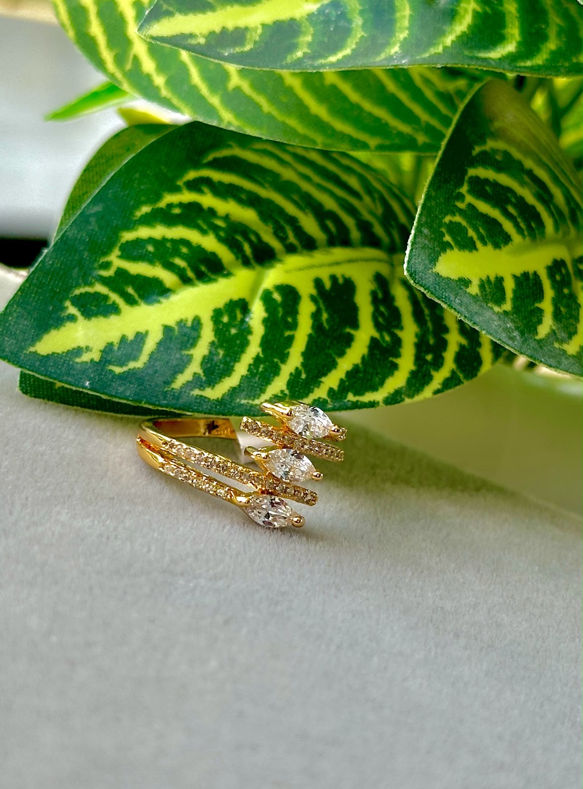 Gold Triple Marquise Bypass Ring(size 17)