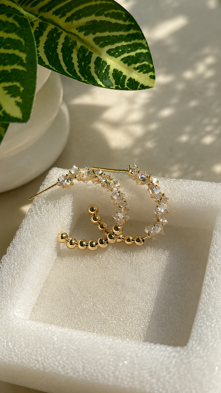 Crystal Bloom Hoop Earrings