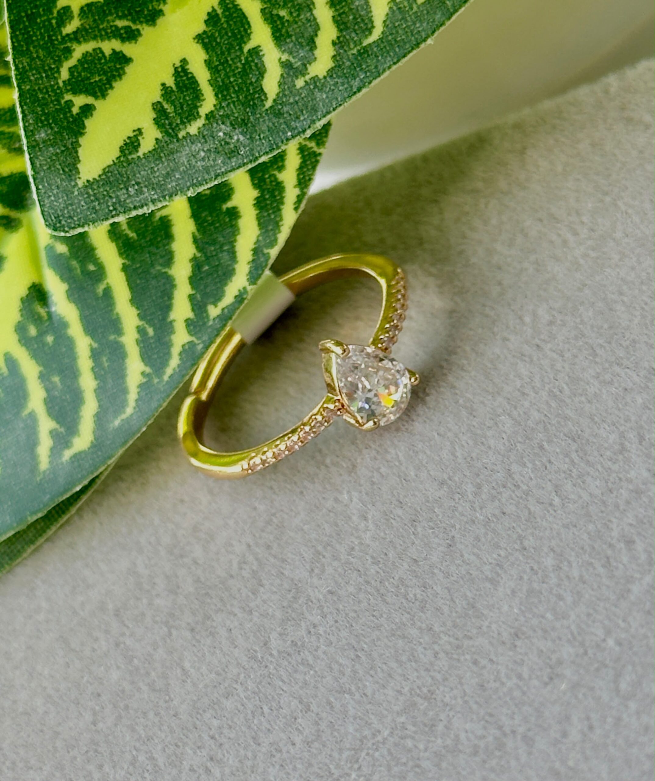 Pear-Shaped Gold Adjustable Ring