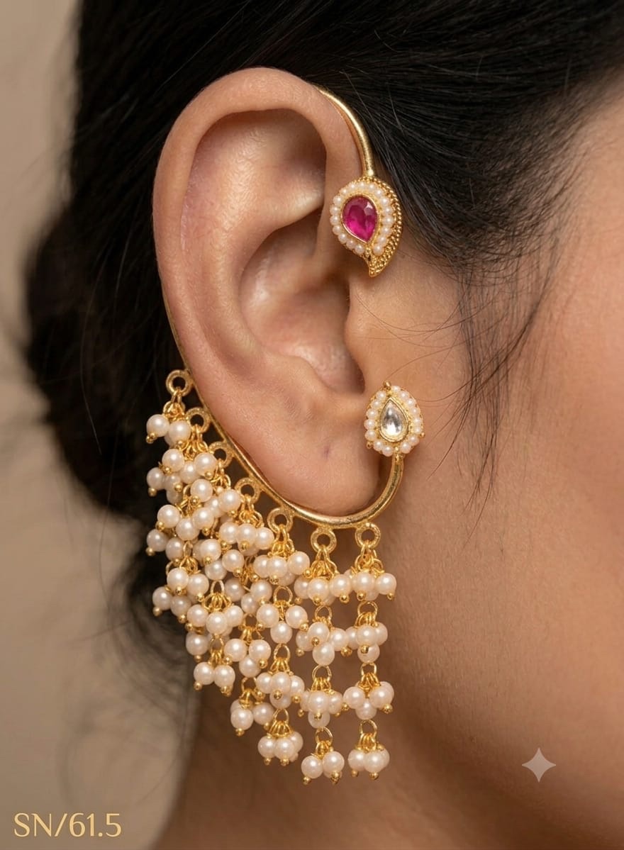 Pearl Drop Kundan Ear Cuff