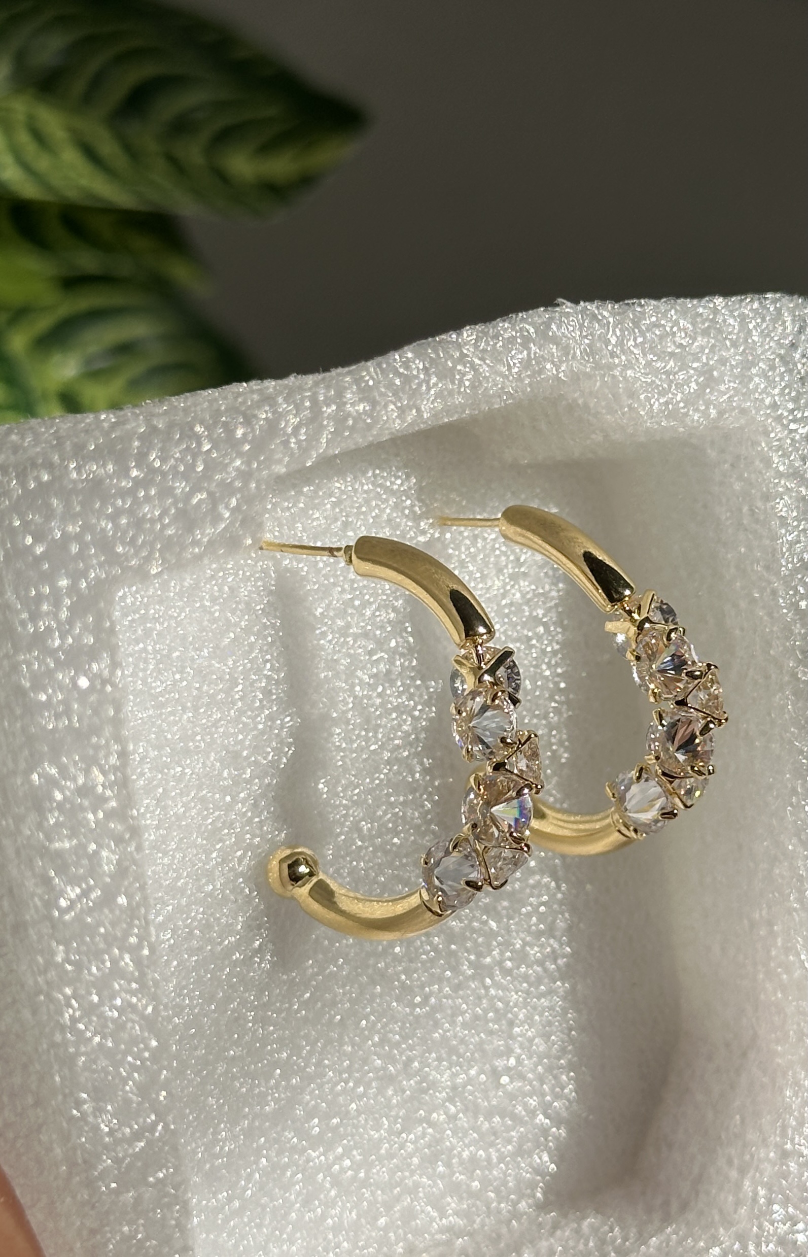 Golden Radiance Crystal Hoop Earrings