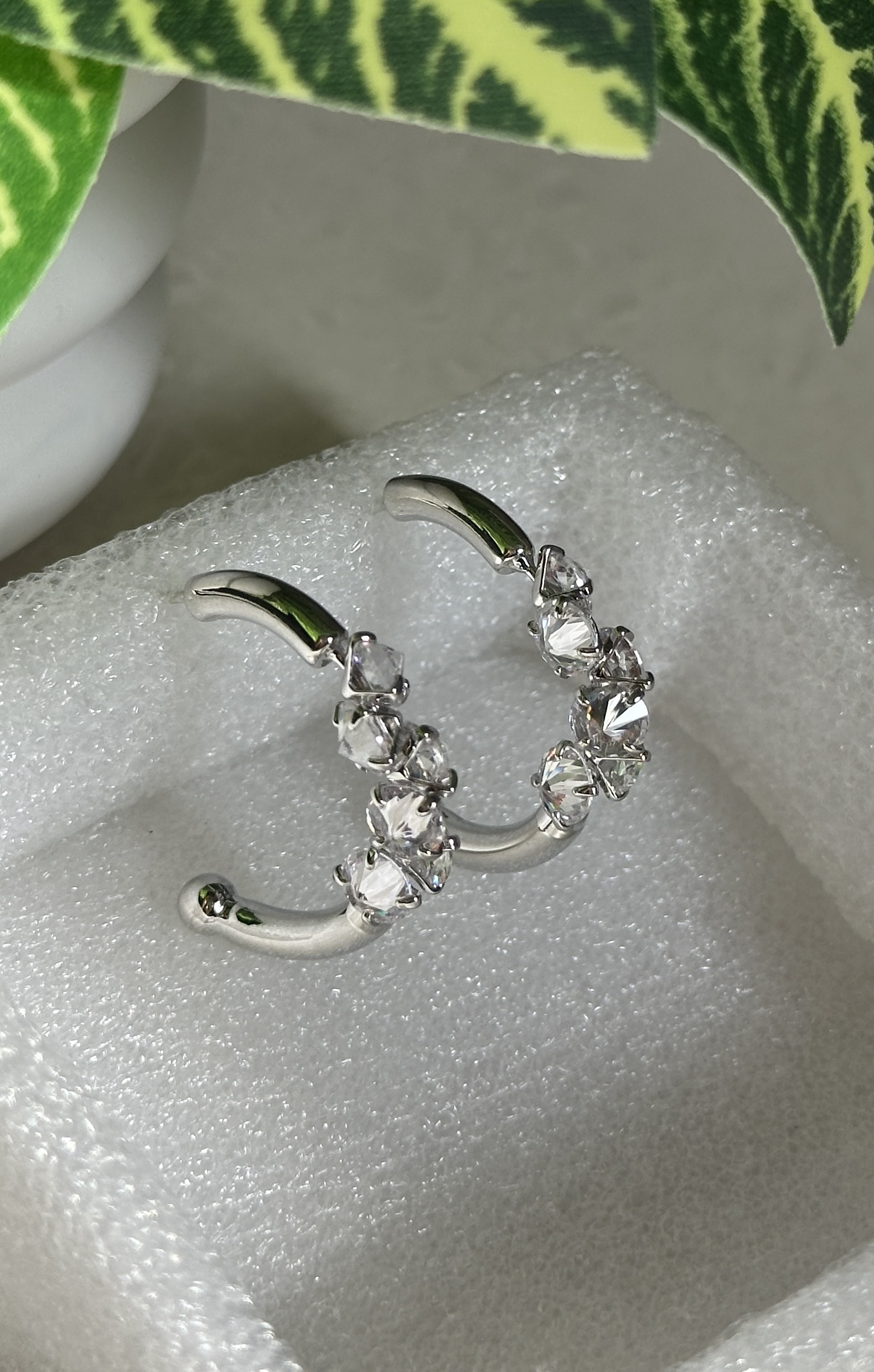 Silver Radiance Crystal Hoop Earrings