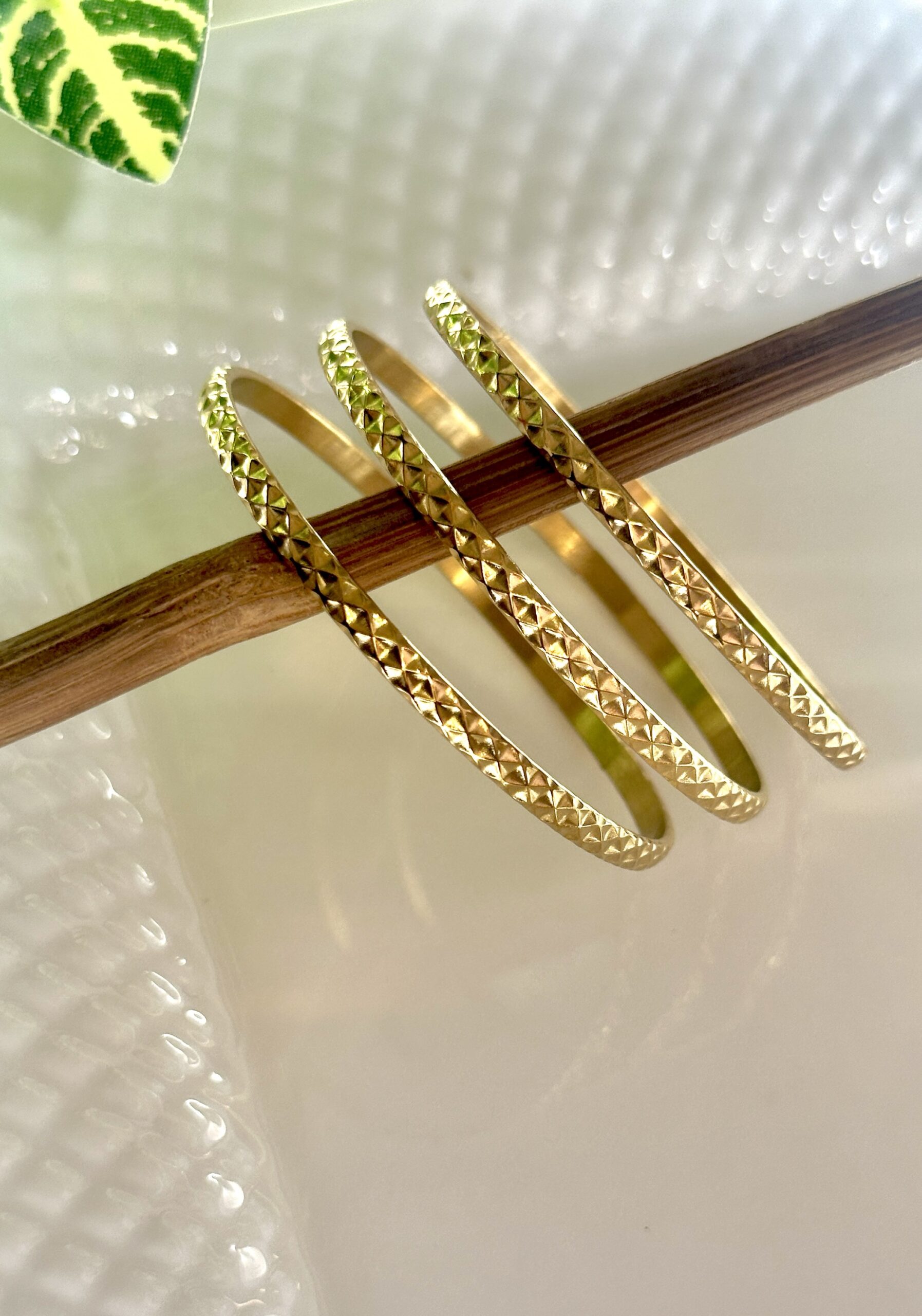 Golden Texture Bangles Set of 3