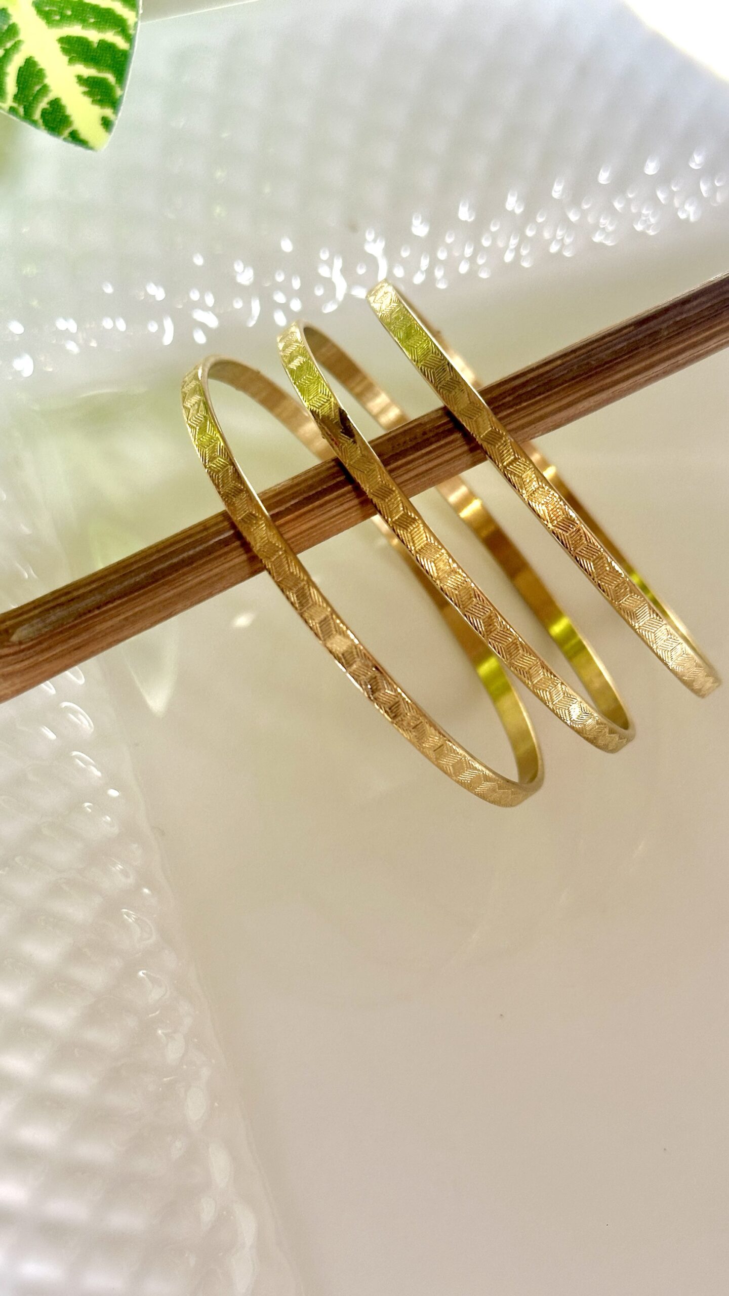 Golden Etch Bangles Set of 3