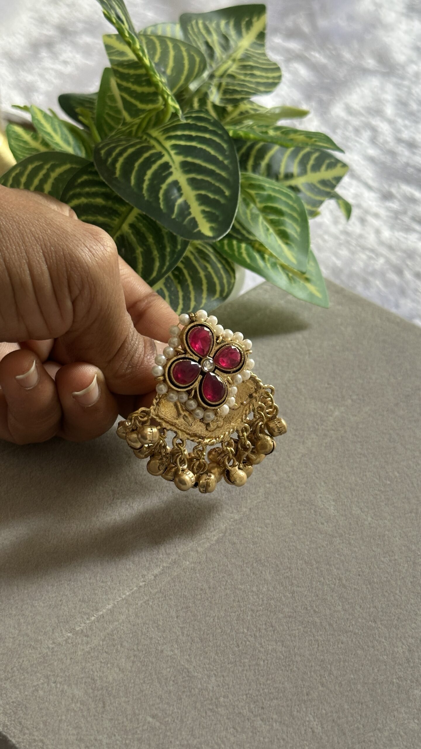 Traditional Statement Red Ring.
Design: A floral-shaped - Image 2