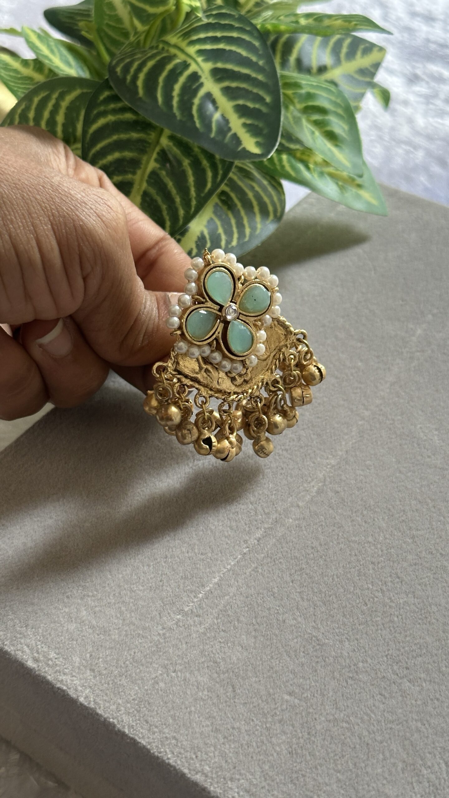 Traditional Statement Sea Green Ring