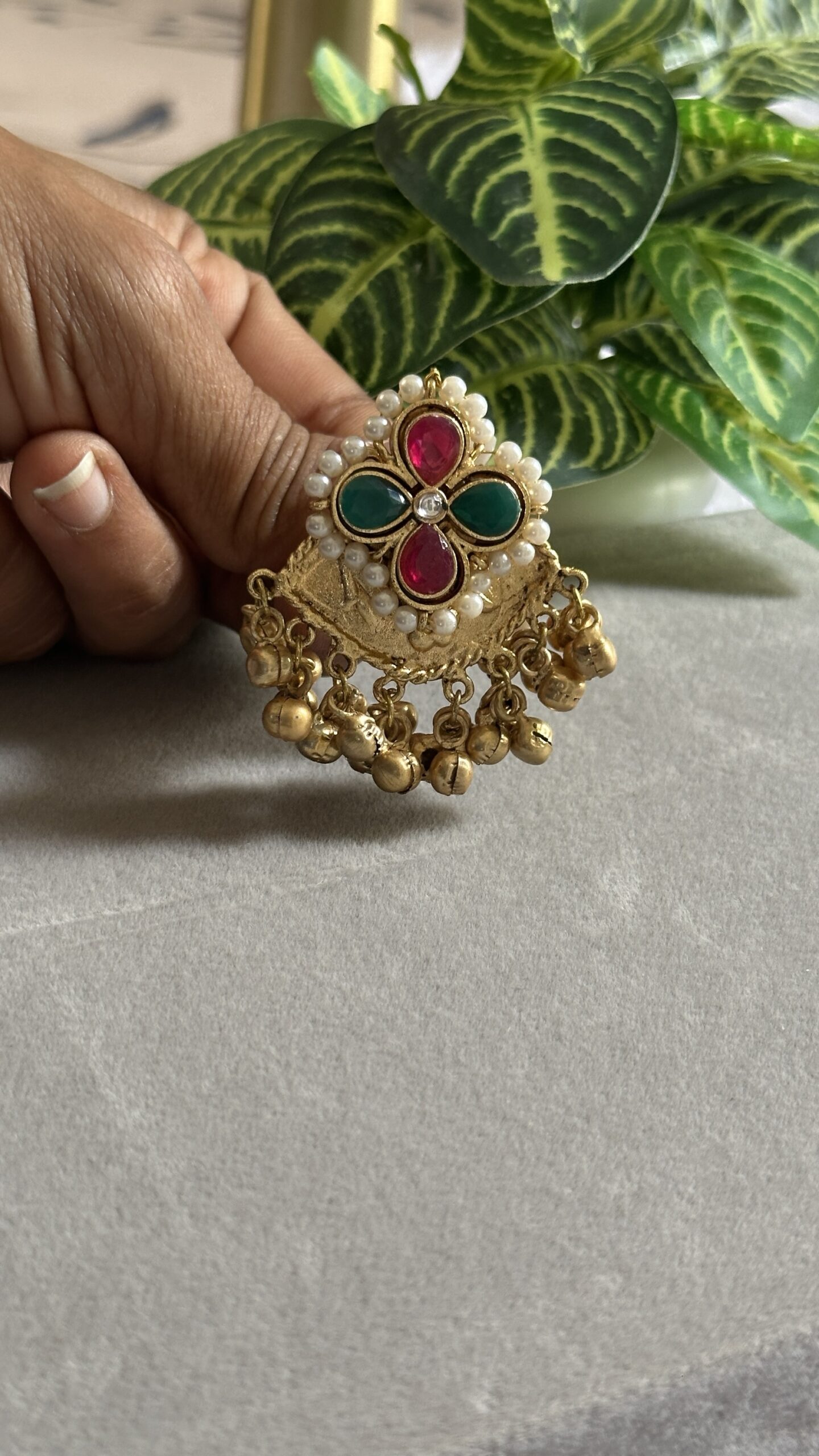 Traditional Statement Red And Green Ring