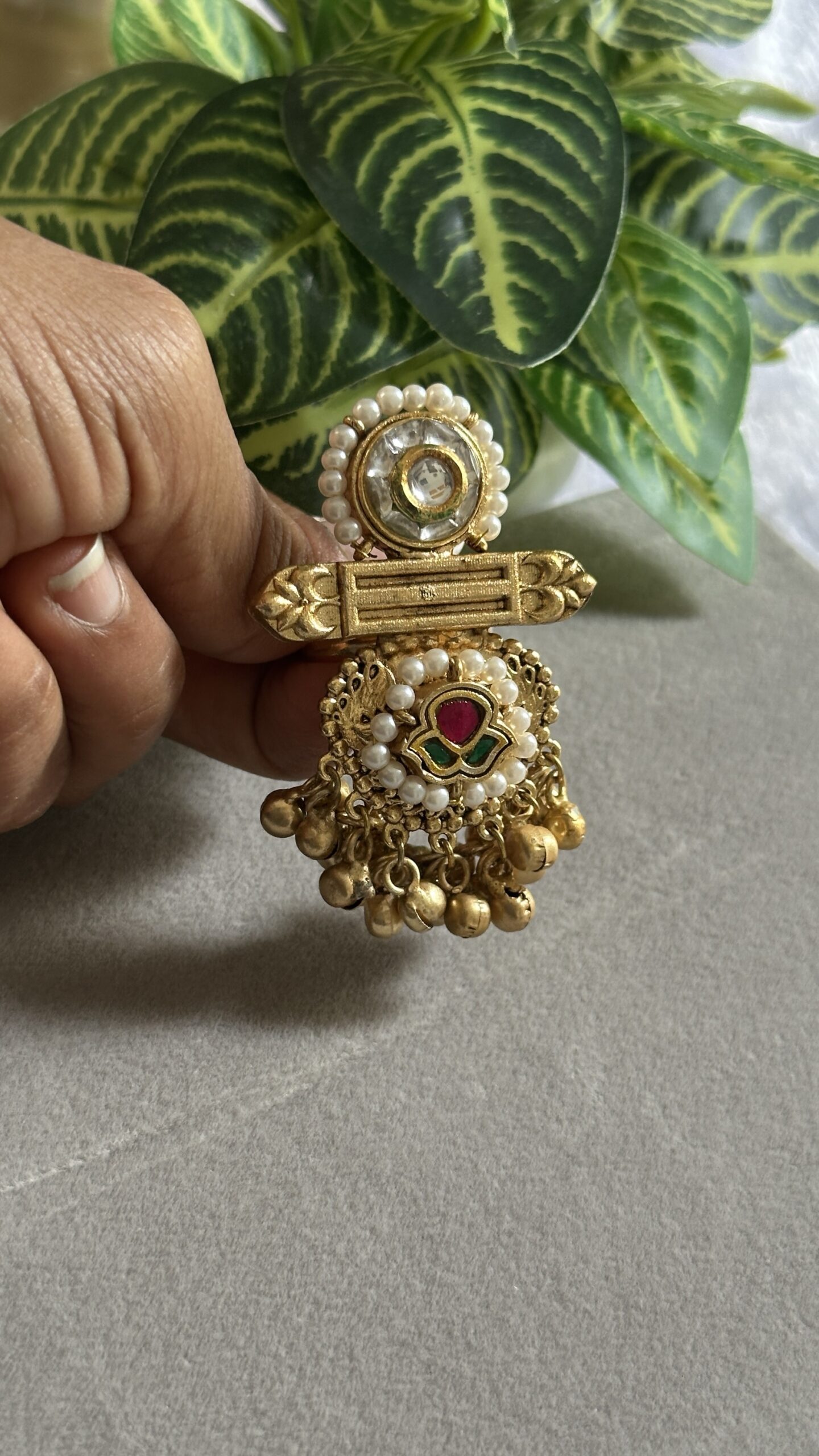 Royal Pearl Ghungroo White Ring