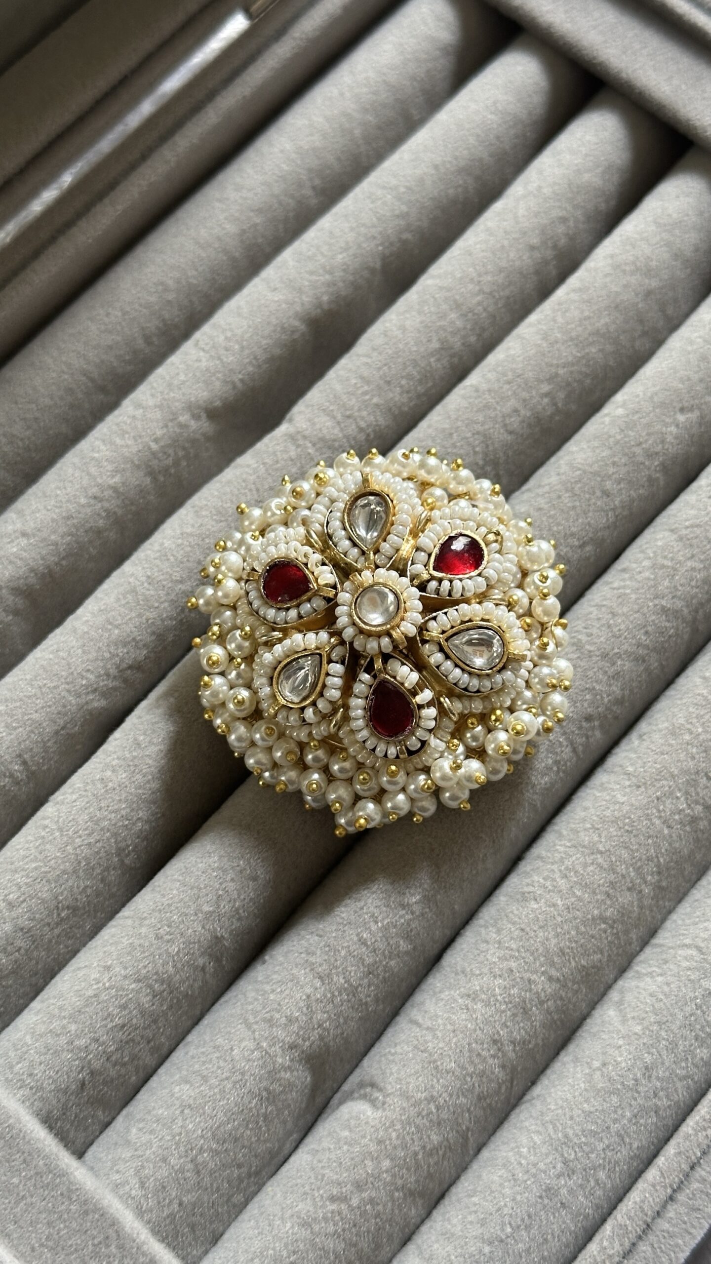 Ruby Pearl Bloom Ring