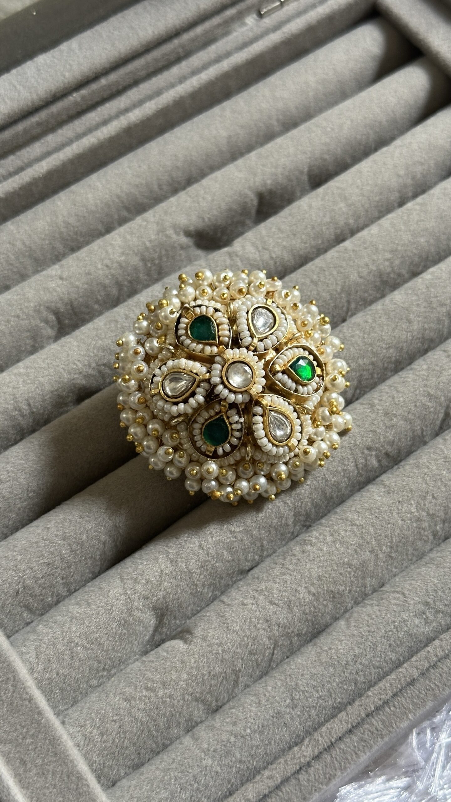 Emerald Pearl Bloom Ring