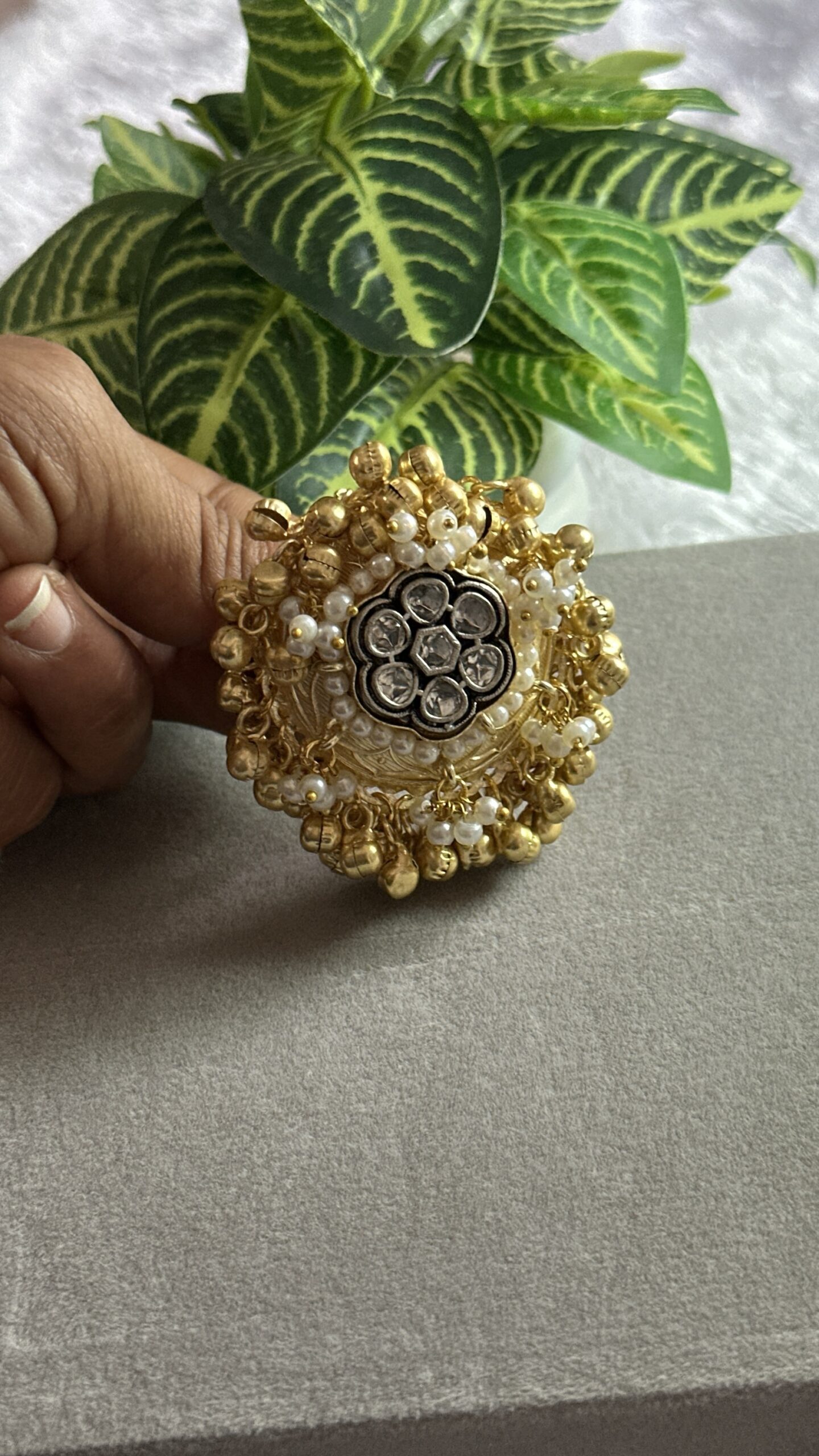 Pearl Ghungroo White Ring