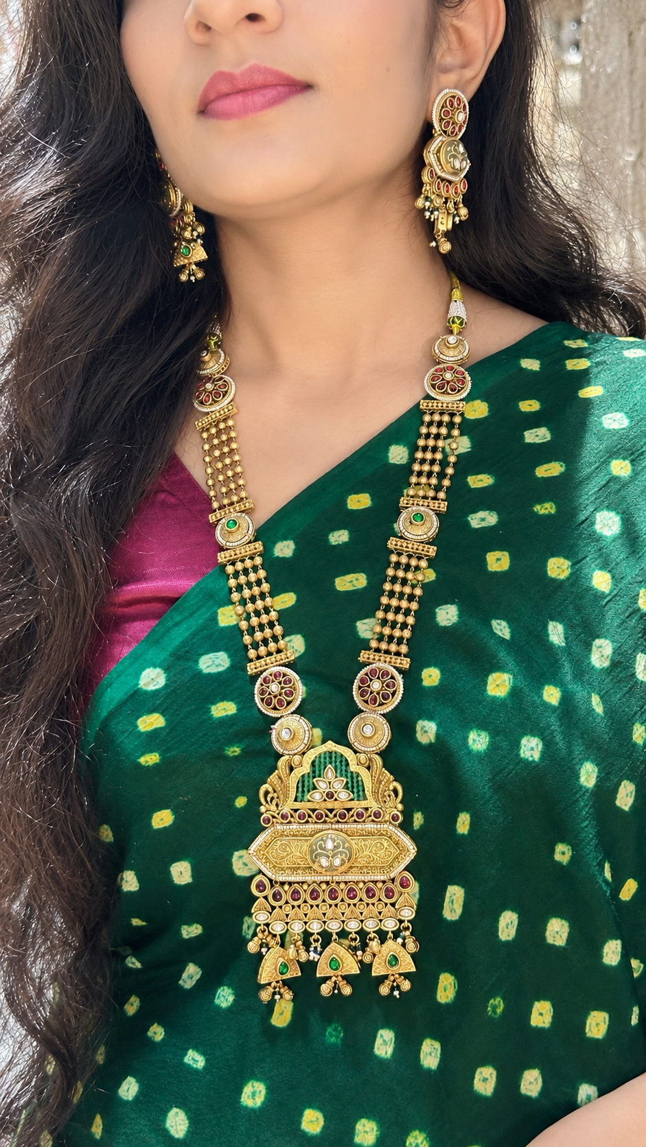 Antique Gold Royal Heritage Statement Long Necklace Set