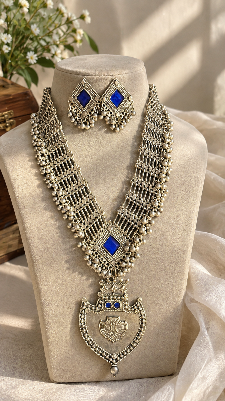 Oxidised Statement Necklace Set