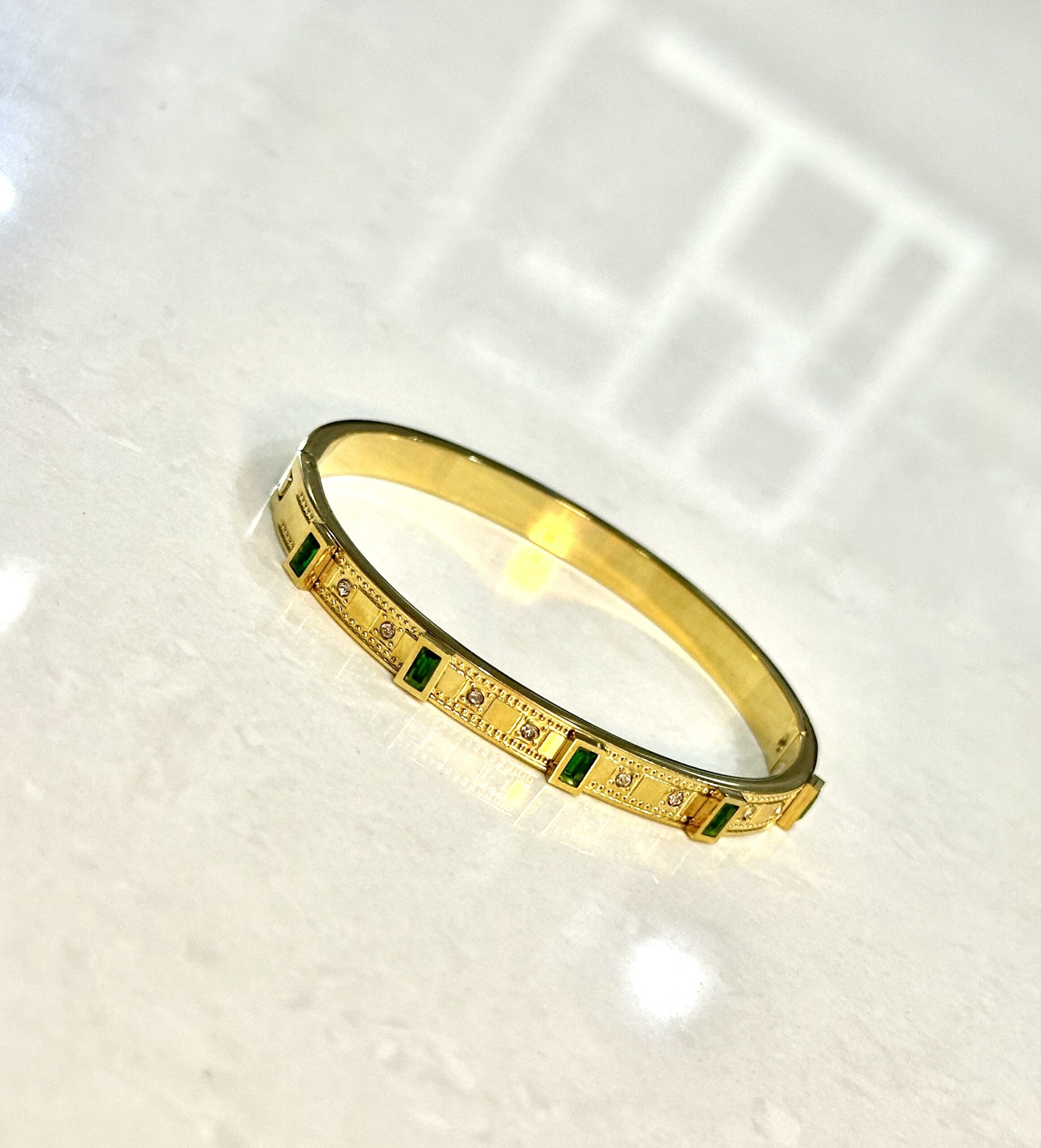 Anti Tarnished Emerald Green Gold Kada(regular size)